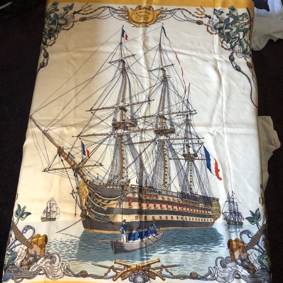 Vintage Hermes Scarf - L’Ocean Vaisseau de 118 Canons - Picture 2 of 8